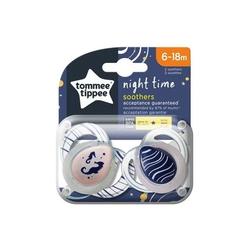 Tommee Tippee 2 Sucettes Breast Like Nuit 0-6